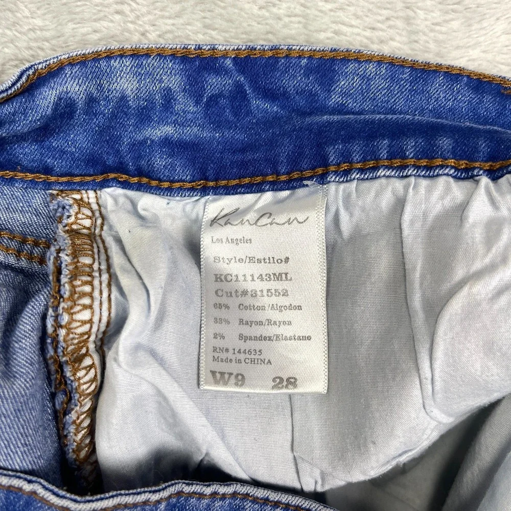 KanCan‎ Jean Shorts Womens 9/28 Blue Distressed Flat Front Stretch Frayed Hem